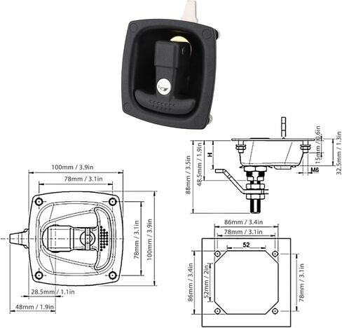 Alomejor T Handle Latch, Zinc Alloy Locking Handle with Folding Design for RV Trailer Truck Bed Tool Box Secure Use in Saudi Arabia