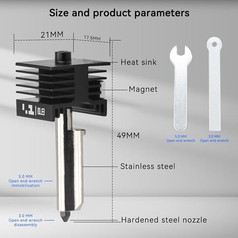 3pcs 0.4mm Speed H2D H2S H2C Hotend 0.4mm Hardened Steel Nozzel Replacement kit for Bamboo Lab H2D H2S H2C High-Speed Precision and Time-Saving Extruder hotend Print Head in Saudi Arabia