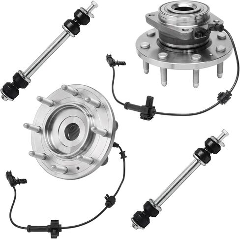 Detroit Axle - 4WD Front Wheel Hub Bearings & Sway Bars for 2011-2019 Sierra Silverado 2500 HD 3500 HD 2 Wheel Bearing and Hub Assemblies 2 Sway Bar End Links Replacement in Saudi Arabia