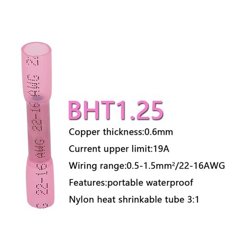 fengpeng Heat Shrink Butt Wire Connectors Waterproof Insulated Automobile Cable Crimp Terminals AWG 26-10 0.3-6.0mm2(BHT1.25,25 PCS) in Kuwait