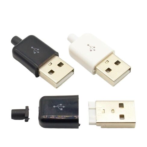 fengpeng 10pc/lot DIY USB 2.0 A Male Assembly Adapter Connector Plug Socket Black White(White) in Saudi Arabia