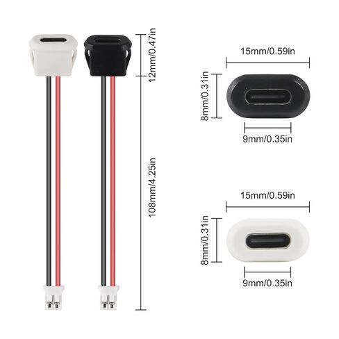 Fengpeng 2/5/10 قطعة 2-pin Type-C أنثى USB موصل مقبس شحن سريع USB-C شاحن التوصيل (03-C، 10 قطع) in Saudi Arabia