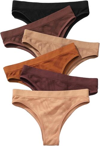XI LIU Women's Seamless Thong Underwear Set Soft Strench Breathable Womens Panties 6 Pack in Saudi Arabia