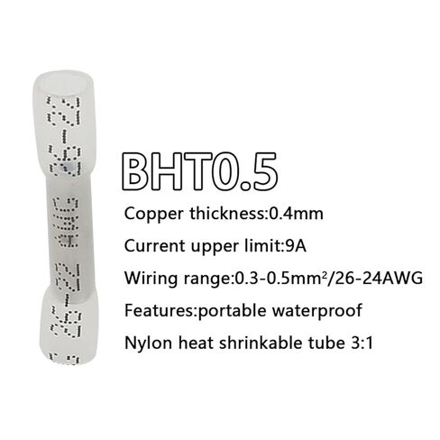 fengpeng Heat Shrink Butt Wire Connectors Waterproof Insulated Automobile Cable Crimp Terminals AWG 26-10 0.3-6.0mm2(BHT0.5White,5 PCS) in Kuwait