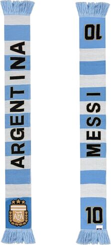 Messi Argentina Scarf – AFA Crest, Blue & White Stripes, Fringed Ends, Reversible Scarf in Saudi Arabia