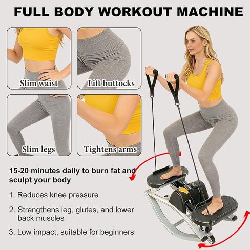 U-Shaped Rock Stepper Machine for Home Workout,Side-to-Side Lateral Rocking Fitness Stepper with Digital Monitor/Resistance Bands,Low-Impact Compact Side Stepper for Full Body Fitness in Saudi Arabia