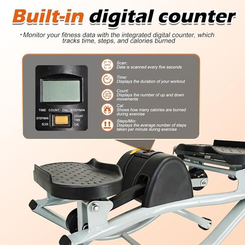 جهاز ستيبر للياقة البدنية هزاز جانبي للتمرين المنزلي - جهاز ستيبر منخفض التأثير من الجانب إلى الجانب، لطيف على الركبتين والمفاصل، جهاز تمرين عضلات البطن المحمول مع شاشة LCD وأشرطة مقاومة in Kuwait