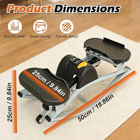جهاز ستيبر للياقة البدنية هزاز جانبي للتمرين المنزلي - جهاز ستيبر منخفض التأثير من الجانب إلى الجانب، لطيف على الركبتين والمفاصل، جهاز تمرين عضلات البطن المحمول مع شاشة LCD وأشرطة مقاومة in Kuwait