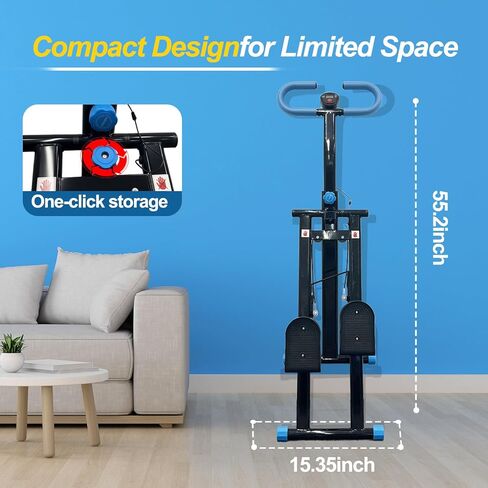 Stair Stepper for Home Vertical Climber, Foldable Full Body Exercise Aerobic Climbing Machines, Mountaineering Fitness Equipment with Adjustable Handles (Black) in Kuwait