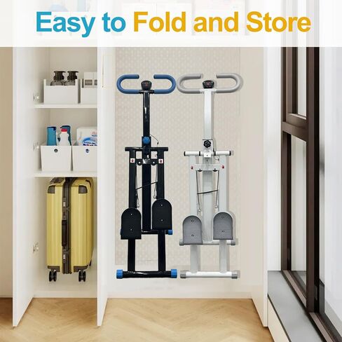 Stair Stepper for Home Vertical Climber, Foldable Full Body Exercise Aerobic Climbing Machines, Mountaineering Fitness Equipment with Adjustable Handles (Black) in Kuwait