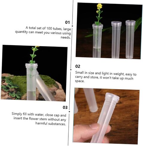 SUPVOX 100pcs Plastic Flower Nutrition Tubes for Flower Arrangements Water Storage Vials for Florist Supplies for Plant Care and Propagation in Saudi Arabia