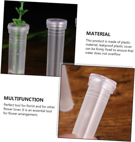 BESPORTBLE 100pcs Transparent Plastic Flower Water Tubes for Fresh Flower Arrangement Cultivation Vials for Home Decor and Florist Supplies in Saudi Arabia