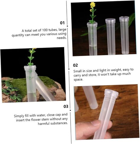 BESPORTBLE 100pcs Transparent Plastic Flower Water Tubes for Fresh Flower Arrangement Cultivation Vials for Home Decor and Florist Supplies in Saudi Arabia