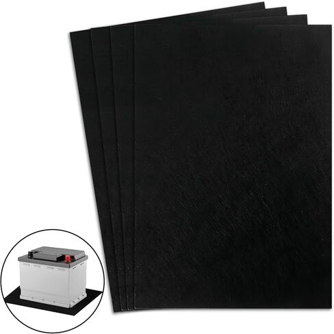 4 قطع من حصيرة حماية البطارية مقاس 8 × 12 بوصة - بطانة صينية البطارية الماصة للحمض والمضادة للصدمات، وسادات مقاومة للتآكل وتخفيف الاهتزاز للسيارات والمركبات الترفيهية والقوارب والشاحنات in Kuwait