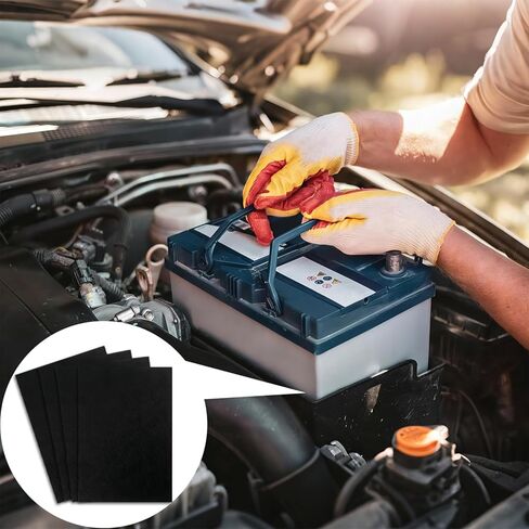 4 قطع من حصيرة حماية البطارية مقاس 8 × 12 بوصة - بطانة صينية البطارية الماصة للحمض والمضادة للصدمات، وسادات مقاومة للتآكل وتخفيف الاهتزاز للسيارات والمركبات الترفيهية والقوارب والشاحنات in Kuwait