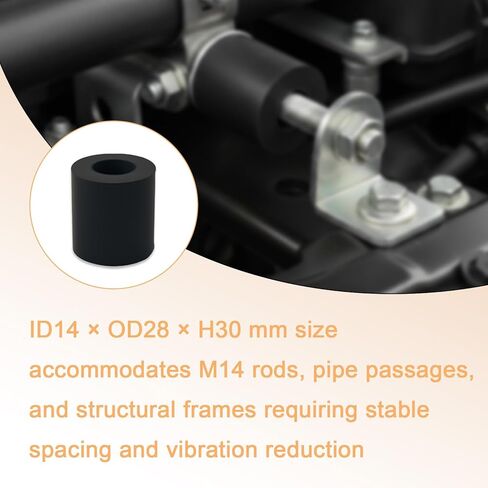 Compatible M14 Rubber Spacer ID14 × OD28 × H30 mm – NBR Rubber Bushing, Thick Anti-Vibration Rubber Pad for M14 Rod, Pipe Mounting, Mechanical Support in Saudi Arabia