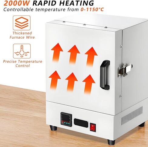 2102℉ High-Temperature Lab Oven with Gloves & Pliers, 2000W Tabletop Melting Furnace for DIY Enthusiasts, Small Labs & Studios - Perfect for Melting & Casting in Kuwait