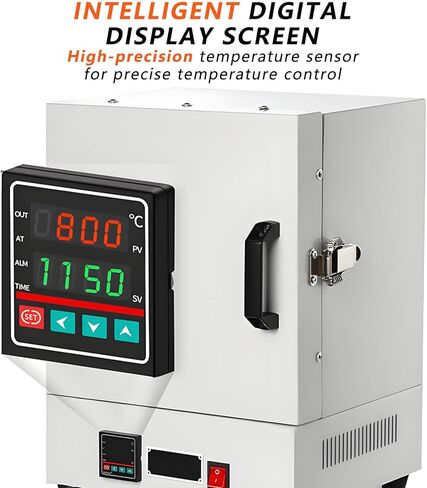 2102℉ High-Temperature Lab Oven with Gloves & Pliers, 2000W Tabletop Melting Furnace for DIY Enthusiasts, Small Labs & Studios - Perfect for Melting & Casting in Kuwait
