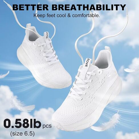 ZOVE Womens Walking Shoes Cushioning Non-Slip Breathable Running Sneakers Tennis Comfortable Athletic Gym Workout Casual Shoes Lightweight Sports Cross Training Fashion Sneakers in Saudi Arabia