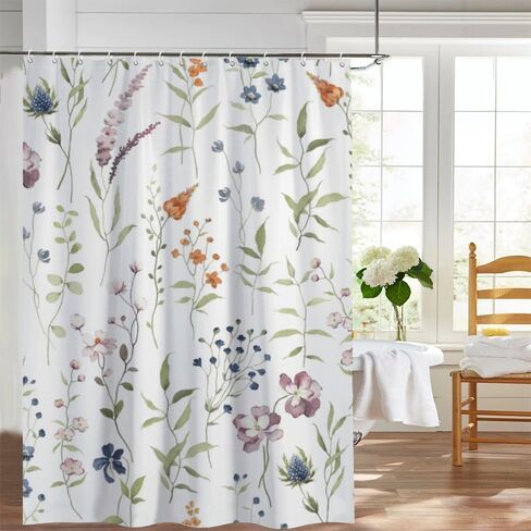 ستائر حمام بتصميم بسيط مع خطافات، ستارة دش صيفية مقاومة للماء للمحيط، ستائر كوتاج كور من القماش قابلة للغسل للحمام الممتع ديكور الحمام 60 × 72 بوصة in Kuwait