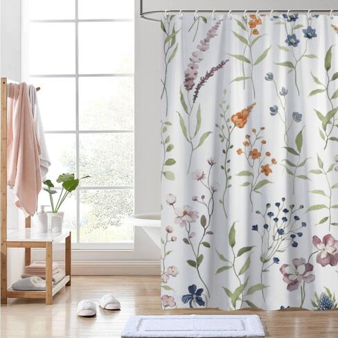 ستائر حمام بتصميم بسيط مع خطافات، ستارة دش صيفية مقاومة للماء للمحيط، ستائر كوتاج كور من القماش قابلة للغسل للحمام الممتع ديكور الحمام 60 × 72 بوصة in Kuwait