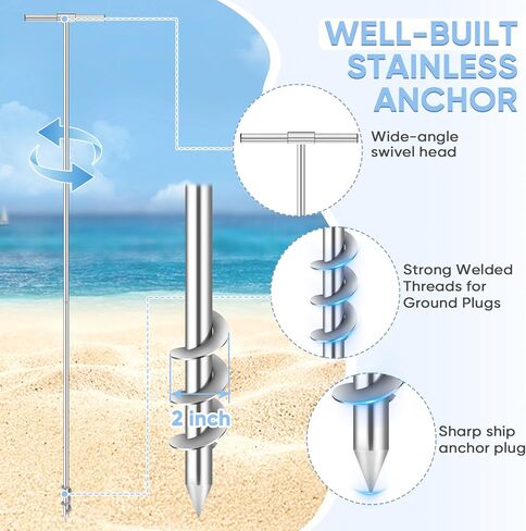 Shallow Water Anchor Pole, 94.5" Length Stainless Boat Anchor Pole, Quick-Lock Portable Boat Anchor, Comes with Storage Bag & Protective Cover in Kuwait