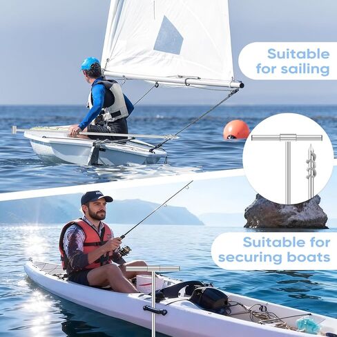 Shallow Water Anchor Pole, 94.5" Length Stainless Boat Anchor Pole, Quick-Lock Portable Boat Anchor, Comes with Storage Bag & Protective Cover in Kuwait