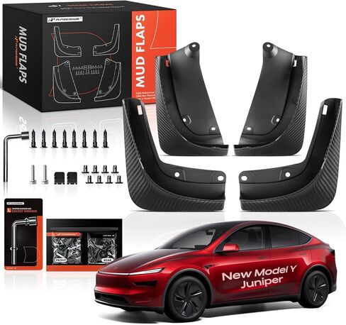 A-Premium Mud Flaps Splash Guards Mudflaps Compatible with Tesla Model Y 2025 Upgraded Mudguards Accessories Fender, No Drilling No Tape, Front & Rear (Driver and Passenger Side), Black, Set of 4 pcs in Kuwait