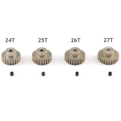 M0.6 3.175mm 7075 Aluminum Alloy Motor Gear 13T 14T 17T 19T 20T 22T 26T 28T 30T 33T Metal Pinion 1/10 RC Car Parts 1Pcs ﻿(4PCS 24T 25T 26T 27T) in Saudi Arabia