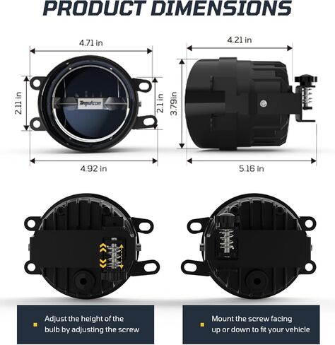 Tacoma Fog Lights 2012-2022, 2014-2021 Tundra Trunk, 900% Super Brighter Toyota Camry 2017-2018 LED Fog Light Assembly, 60W High-Intensity 1:1 Plug-N-Play OEM Replacement Kit for, Pack of 2 in Kuwait