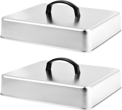 Rectangular Basting Cover, Stainless Steel Grill Cover Lid for Outdoor Cooking, 13"(L) x 11.2"(W) x 2.5"(H), Cheese Melting Dome, Keeps Cooked Food Warm, 1 Pack in Kuwait