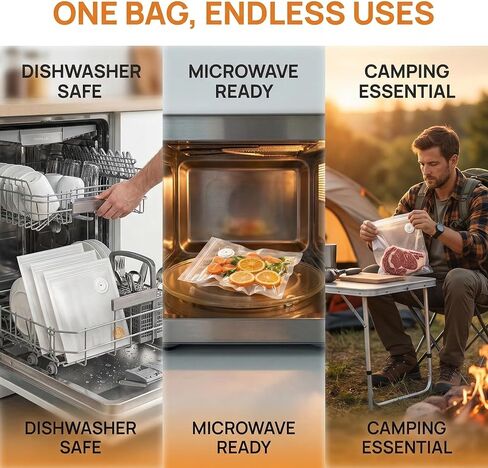 Vacuum Sealer Bags for Food, 60 Pcs (S+M+L) 8" x 10" and 10" x 13.8" and 11.8" x 13.8" Food Storage Bags for Sous Vide Cooking Microwave Heating, Air Valve Zipper Bags in Saudi Arabia