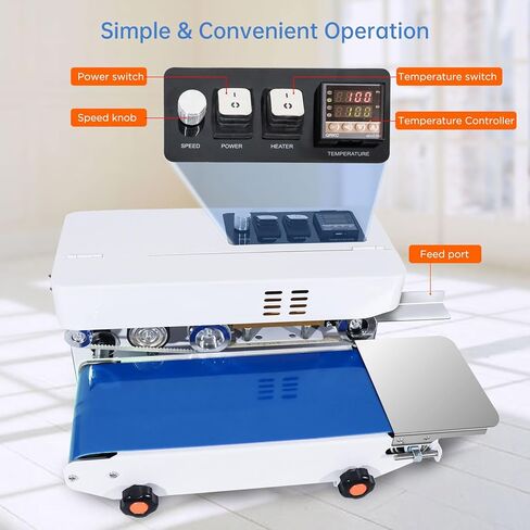 Commercial Heat Sealer Machine, Automatic Continuous Bag Band Sealing Machine with Digital Temp Control, Adjustable Speed, Desktop Bag Sealer for Plastic Bags Films (110V/60HZ)(FRC-520) in Saudi Arabia