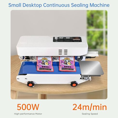 Commercial Heat Sealer Machine, Automatic Continuous Bag Band Sealing Machine with Digital Temp Control, Adjustable Speed, Desktop Bag Sealer for Plastic Bags Films (110V/60HZ)(FRC-520) in Saudi Arabia