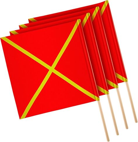Kinlop 10 Pcs 24" x 24" Safety Flag Traffic Warning Flag with 35'' Wooden Dowel for Trucks Trailer and Pedestrian Crossings Construction Sites (Trendy) in Saudi Arabia