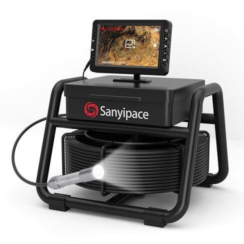كاميرا Sanyipace للصرف الصحي، كاميرا فحص الأنابيب IPS HD مقاس 5 بوصات، مسجل فيديو رقمي مدمج سعة 32 جيجابايت مع ميكروفون ومكبر صوت، 8 مصابيح LED، كاميرا تصريف مقاومة للماء IP68 لخط الصرف الصحي، المنزل، أنابيب صرف مجاري السباكة in Kuwait