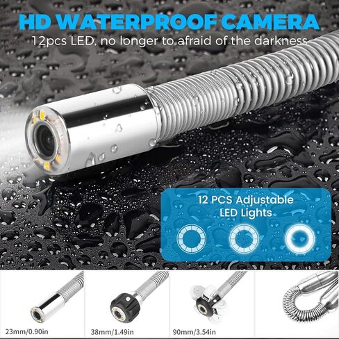 Sewer Camera with 512Hz Locator, 20/30/50m, 7" Pipeline Inspection kit with DVR Function, IP68, 12 Adjustable LEDs, A 32GB Card for Sewer Line, Home, Duct Drain Pipe Plumbing (9618FTR-20) in Kuwait
