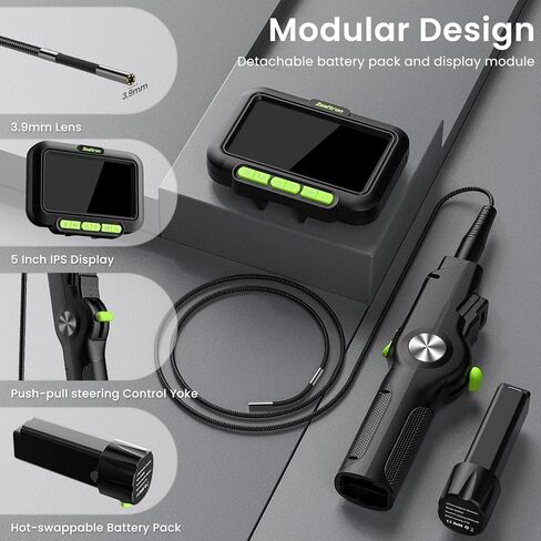 منظار مفصلي ثنائي الاتجاه مع ضوء، كاميرا منظار صناعي بمسبار مفصل 3.9 مم مع أنبوب إعادة ضبط ذاتي 3.3 قدم/1 متر، كاميرا فحص شاشة IPS مقاس 5 بوصات مع ضوء للمحرك/الأنبوب in Kuwait