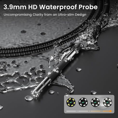 منظار مفصلي ثنائي الاتجاه مع ضوء، كاميرا منظار صناعي بمسبار مفصل 3.9 مم مع أنبوب إعادة ضبط ذاتي 3.3 قدم/1 متر، كاميرا فحص شاشة IPS مقاس 5 بوصات مع ضوء للمحرك/الأنبوب in Kuwait