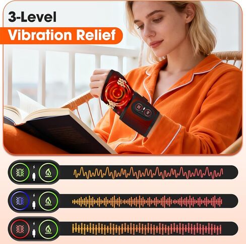 Cordless Wrist Hand Heating Pad Massage for Carpal Tunnel, with Red Light, Hand Arthritis, Wrist Pain Relief, Heat Wrap Pad with 3000mAh Battery, Wrist Massager Vibration and Adjustable Heat Settings in Kuwait