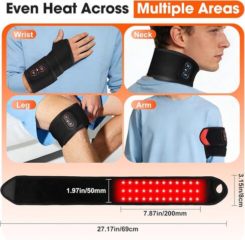 Cordless Wrist Hand Heating Pad Massage for Carpal Tunnel, with Red Light, Hand Arthritis, Wrist Pain Relief, Heat Wrap Pad with 3000mAh Battery, Wrist Massager Vibration and Adjustable Heat Settings in Kuwait