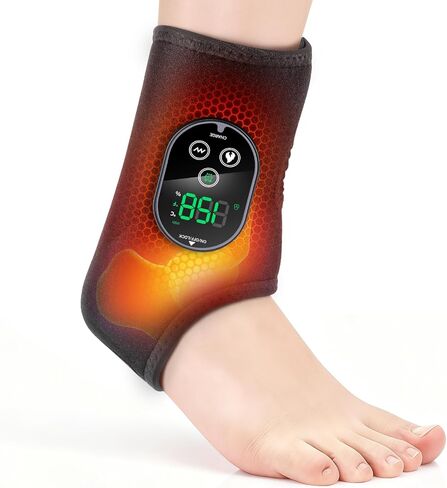Cordless Foot Massager for Neuropathy, Rechargeable Foot and Ankle Massager for Circulation and Pain Relief, Ankle Heating Pad with Massage, Heated Ankle Brace Wrap, Black in Kuwait