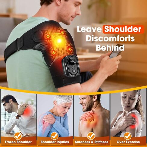 وسادة تدفئة كتف لاسلكية مع تدليك، دعامة كتف ساخنة مع جهاز تحكم عن بعد، مدلك الكتفين مع الحرارة والاهتزاز لتخفيف آلام الكفة المدورة، تخفيف آلام الكتف للرجال والنساء in Kuwait
