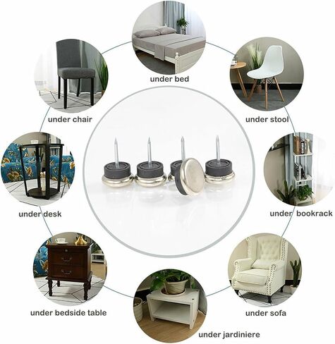 وسادة أرجل كرسي الأثاث شديدة التحمل وغير قابلة للانزلاق لحماية الأرضيات الخشبية والسجاد وأرجل طاولة الأريكة مطلية بالفضة 50 قطعة (22 مم) in Kuwait