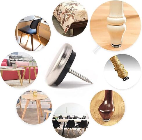 وسادة أرجل كرسي الأثاث شديدة التحمل وغير قابلة للانزلاق لحماية الأرضيات الخشبية والسجاد وأرجل طاولة الأريكة مطلية بالفضة 50 قطعة (22 مم) in Kuwait