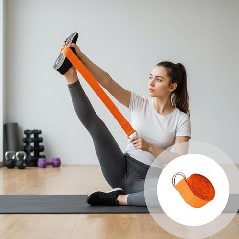 حزام بيلاتيس مع مشبك على شكل حرف D، حزام يوجا 70.9 بوصة، برتقالي للمرونة وتشكيل الجسم وتصحيح الوضعية والتمرين in Saudi Arabia