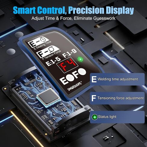 أداة الربط الكهربائية SWANSOFT، ماكينة ربط كهربائية أوتوماتيكية بالكامل 18 فولت 2 × 5 أمبير تعمل بالبطارية لأداة ربط كهربائية بأشرطة PP/PET مقاس 0.55 بوصة - 0.63 بوصة in Kuwait