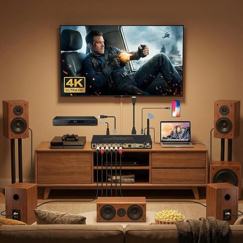 جهاز فك ترميز الصوت الرقمي 5.1CH، 192 كيلو هرتز 24 بت 4K ARC من الألياف الضوئية المحورية نظام فك ترميز الصوت التناظري يدعم AC3، DTS، LPCM، HDCD، PCM، HDCP 2.3 2.2 1.4، مستخرج رقمي متعدد الوظائف in Kuwait