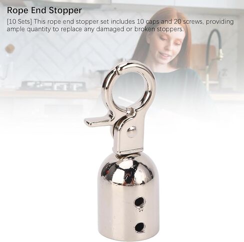 Rope End Stopper Cord End Snap Hook Zinc Alloy 10 Sets Secure Hold for Bags Shoes Luggage Accessories 15.5mm Diameter 15.8mm Screws (Silver) in Saudi Arabia