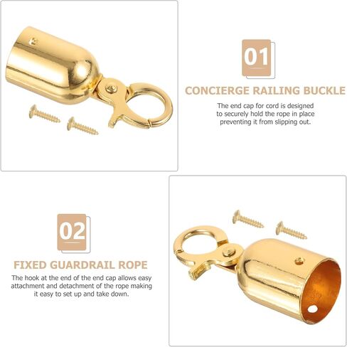 Rope End Stopper with Titanium Hook, Metal Cord End Cap for Guardrail and Crowd Control Barrier Rope, Small Size Cord Snap for Stanchion and Queue Divider in Saudi Arabia